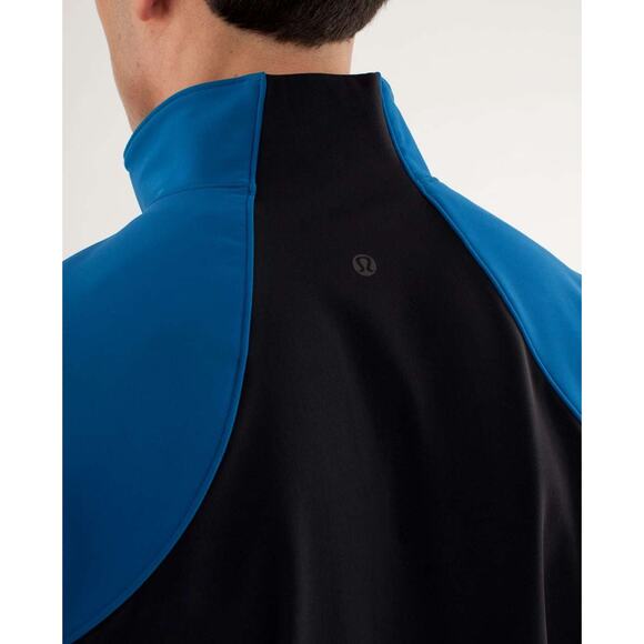 Lululemon Cobalt blue black 1/2 zip unisex Sz M Men (38-40) Woman running gym EC - Picture 3 of 10